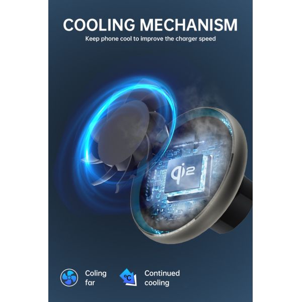 Starry Sky Lighting 15w Wireless Charger With Fast Heat Dissipation And Cooling Fan For Car Charging Holder Mount