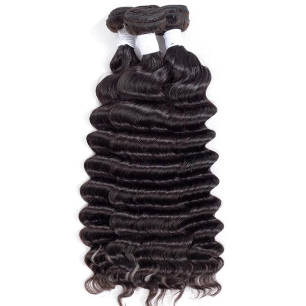 Deep Wavy Virgin Human Hair Extensions / 13 X 4 Swiss Lace Frontal Piece