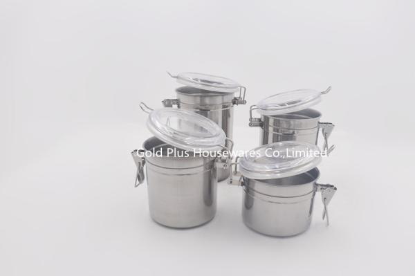 Tableware stainless steel clamp canister set with clear Lid healthy and odorless milk powder can
