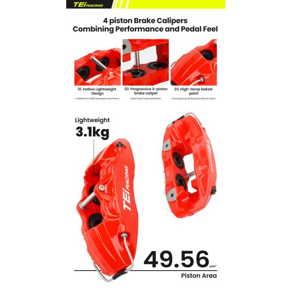 TEI P40NS BBK Kit 4 Piston Caliper Big Brake Kit  For Honda Civic Front Wheel