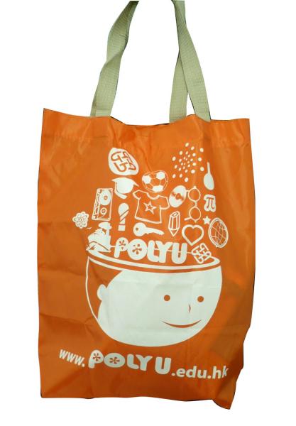 Grocery 400D Fabric Promotional Nylon Storage Bags Reusable With Inside Pocket