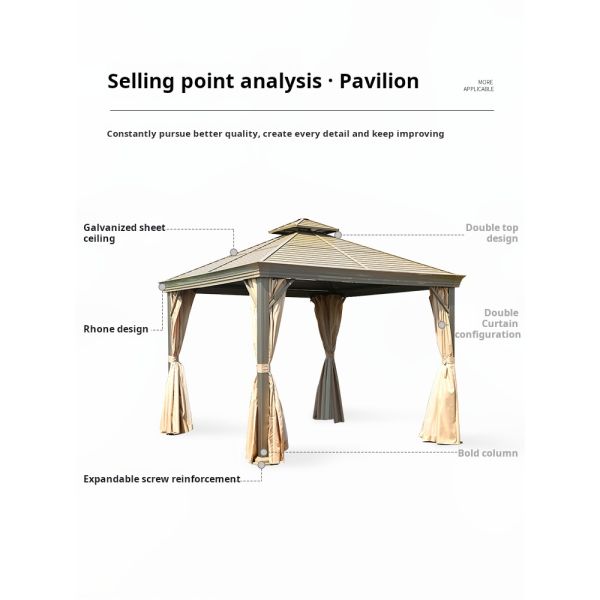 Metal Frame Canopy Outdoor Gazebo Wind Resistant Heat Insulation