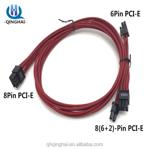 New 8Pin PCI-E Male to Dual 8(6+2)-Pin+6Pin PCI-E Power Extension Cable -Red