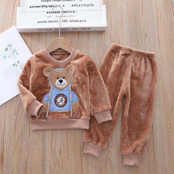 Criança Brown 28kg Teddy Bear Wearing Pajamas Sleepwear do bebê 145cm para o outono