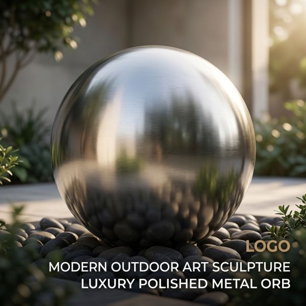2.1M  Stainless Steel Outdoor Sculpture Corrosion Resistant Stainless Steel Sphere With Base