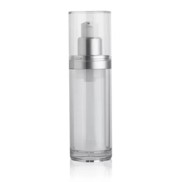 Bouteille de pompe sans air 100 ml en plastique Bouteille de crème pour le corps argent