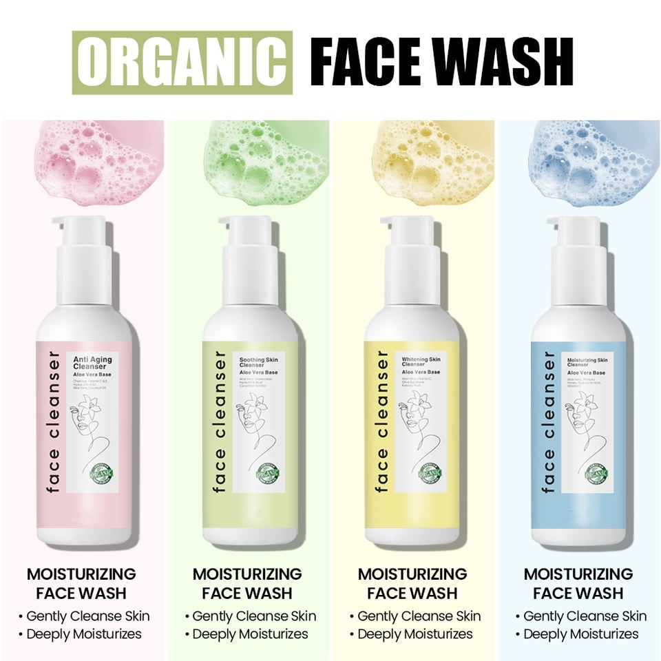 OEM ODM Organic Aloe Anti aging Facial Cleanser Deep Makeup Refreshing Cleanser gel Jelly Facial Cleanse