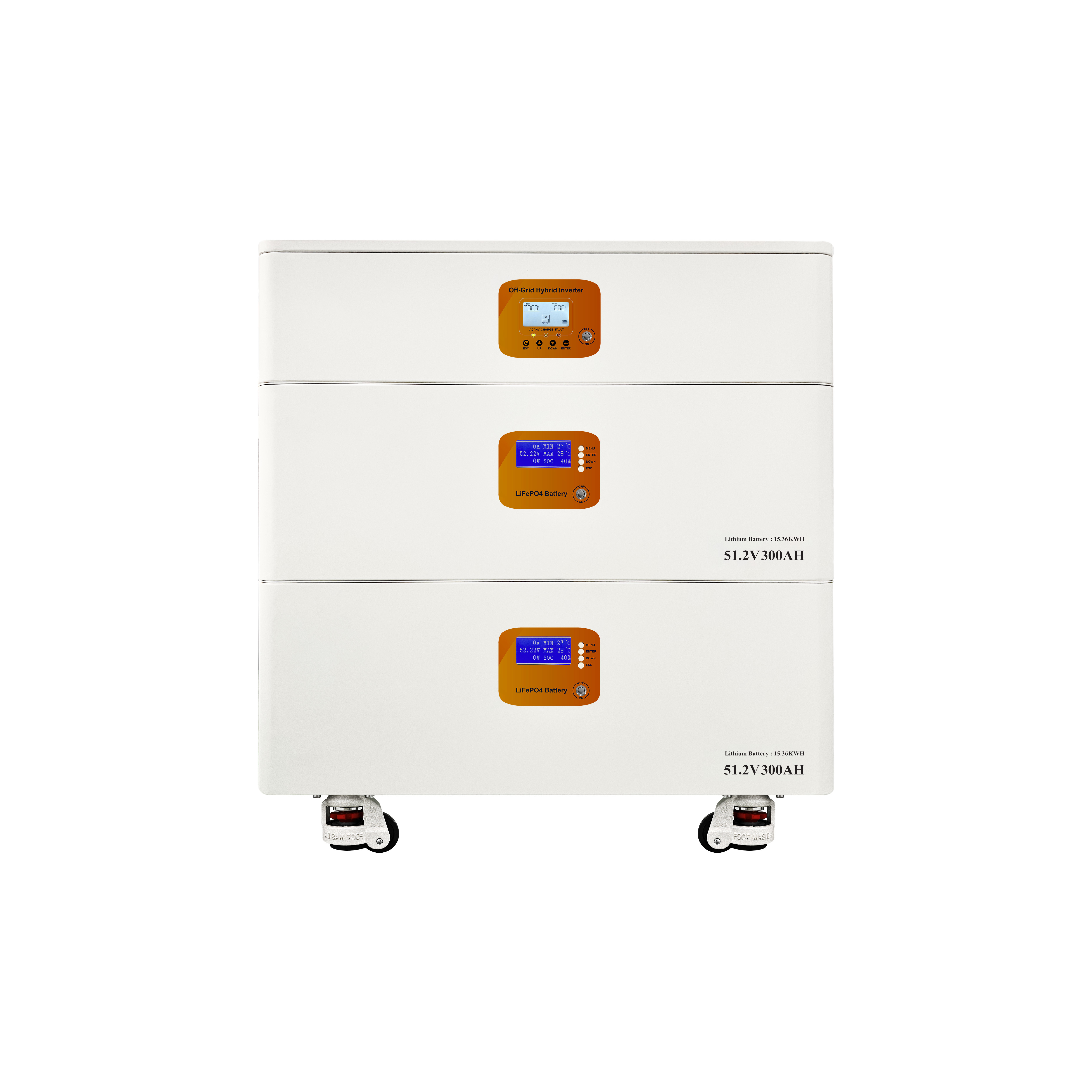 Household Stackable Hybrid Grid AC Energy Storage Inverter 51.2V 30-40KW CAN Communication Lithium Iron Phosphate Battery
