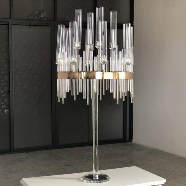 ZT- 435c grand chandelier en cristal d'or mariage chandeliers mariages centre de table décoration