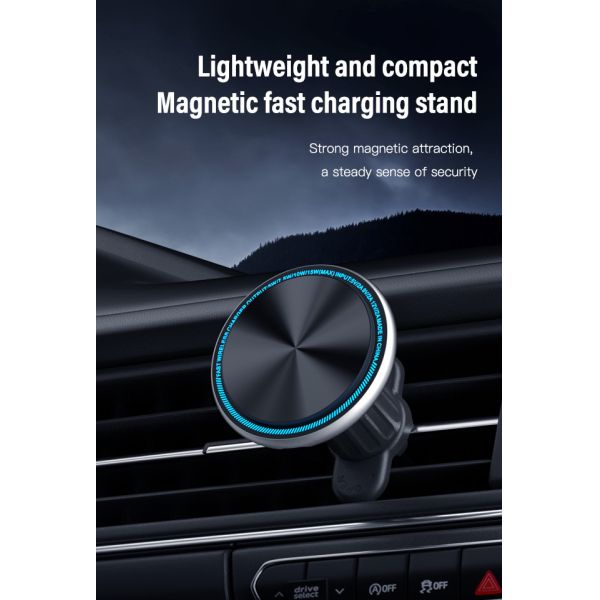 Cargador inalámbrico magnético de metal porta teléfonos para automóviles con caracteres ligeros y fuerte magnetismo para automóviles