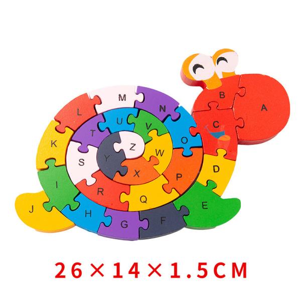 Wooden Building Block Toys For Kids Baby Early Education Snails Digital Tortoise Cognitive Spelling Children