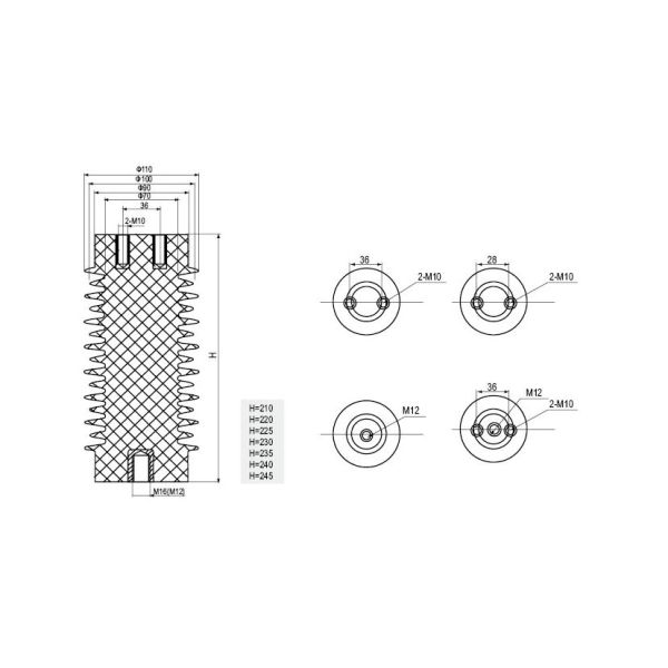 210mm Height 24kv Epoxy Resin Support Capacity Insulators  for Earthing Switch