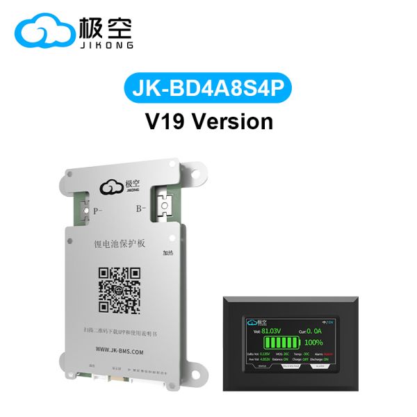 Jk BMS V19 4s 5s 6s 7s 8s LiFePO4 BMS Bd4a8s4p 12V 24V with 0.4A Active BMS 40A 60A LiFePO4 Li-ion Lto Battery Smart BMS