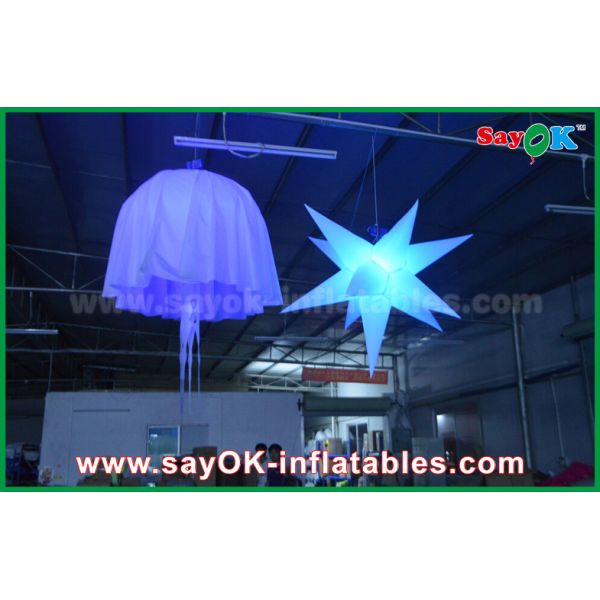 White Club Bar Inflatable Lighting Decoration Jellyfish Nylon Cloth For Party