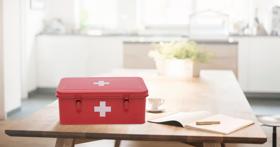 First Aid Medicine Box, First Aid Kit Supplies Bin, Metal Medicine Storage Tin, First Aid Empty Box With Safety Lock