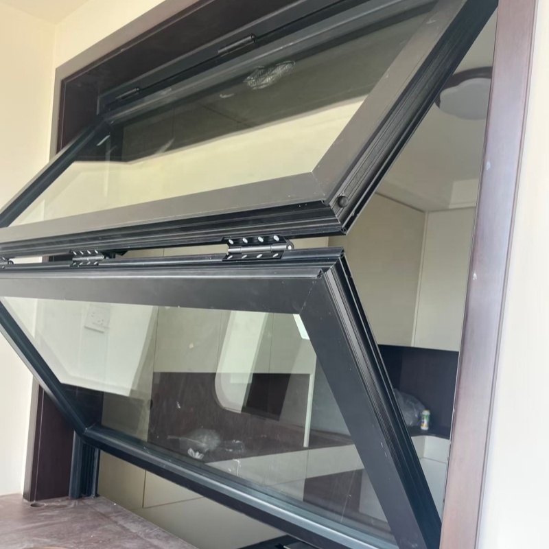 Aluminum Alloy Custom Bi-folding Vertical Fold Windows for Coffee Shop Restaurant Exterior Villa-Thermal Insulation Windproof