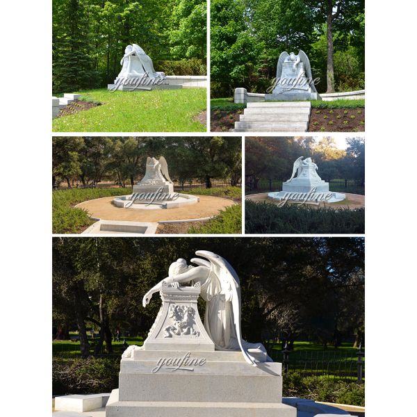 Hand Carved Modern Outdoor Garden Marble Angel Statue Bench Headstone