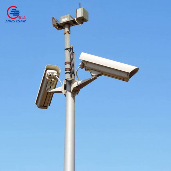 Polygonal Hot Dip Outdoor Camera Mounting Pole Galvanized Telescopic For Parking Lot Monitoring