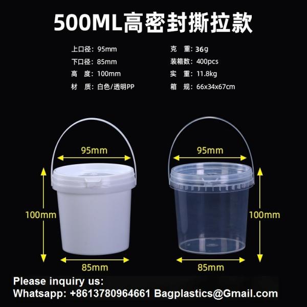 Clear Bucket With Lids - Plastic Food Storage Containers, Airtight Screw-On Lids - Freezer Safe Ice Cream Bucekts, Food Grade Reusable Containers For Kitchen