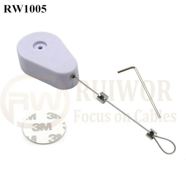 RW1005 Drop-Shaped Retractable Security Tether Plus Adjustalbe Lasso Loop By Small Lock And Allen Key For Anti Theft Display