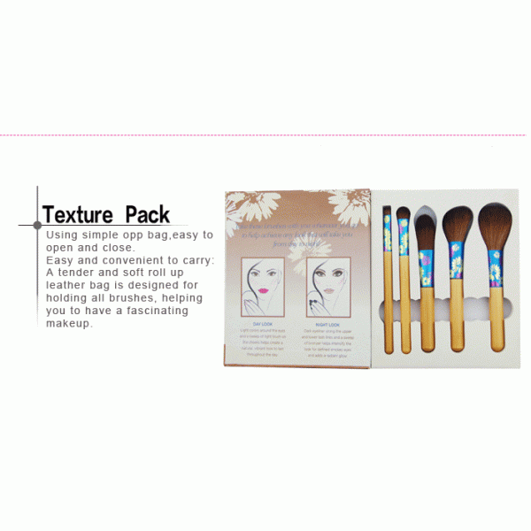 Printing Flower On Travel Makeup Brush Set Aluminum Ferrule Attractive Packaging