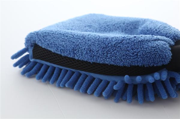 Blue color microfiber plush chenille car cleaning detailing house cleaning wash mitts/gloves
