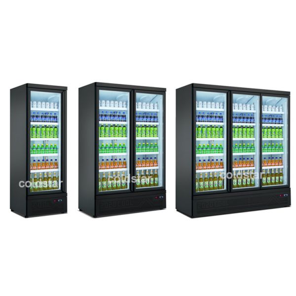 Supermarket Display Refrigerator Glass Door Freezer Display Cabinets Commercial Refrigerator For Beverages
