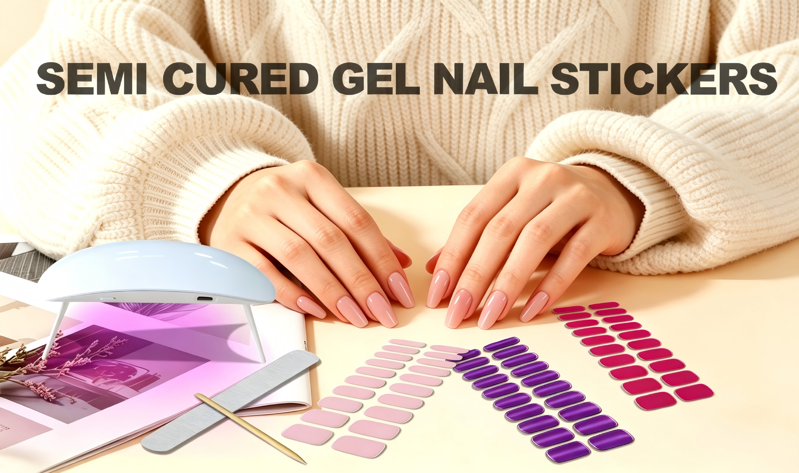 Solid Color Gel Nail Sticker Glossy Salon Nails