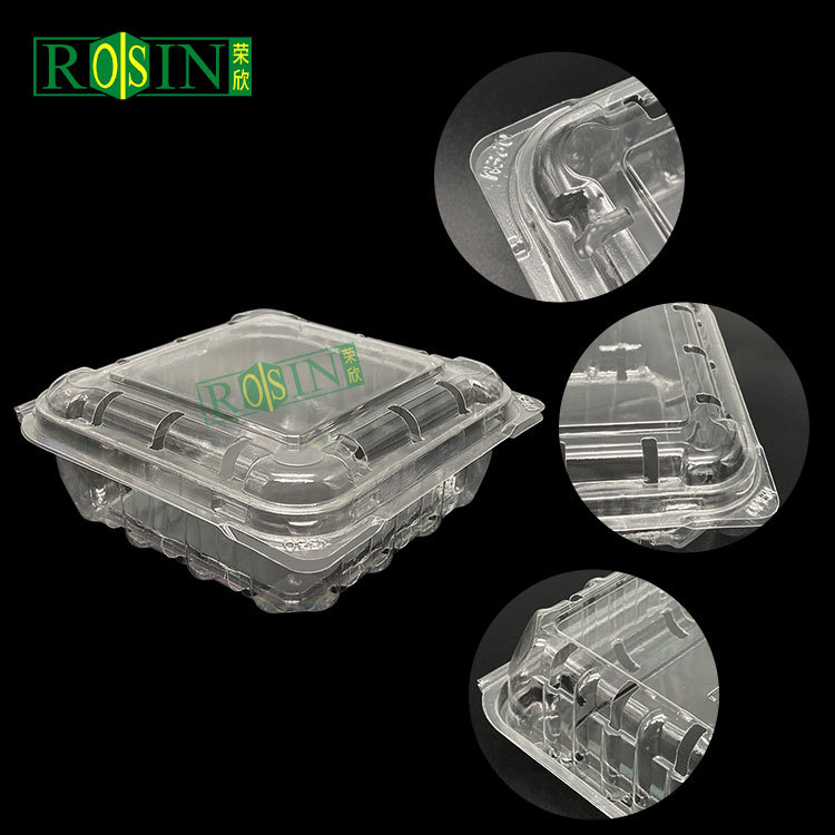 Customized  Clear PET Clamshell Fruit Container with Vent Holes