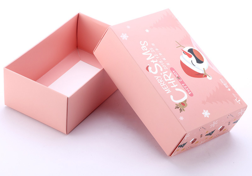 Lovely Pink Color Printed Ivory Board Box Foldable 350gsm For Christmas Gifts