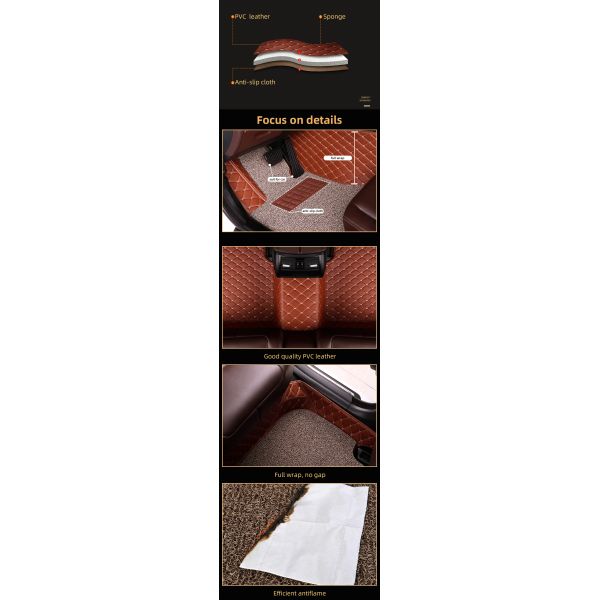 Slip Resistant Car Leather Mat , XPE Sponge Leather Car Floor Mats
