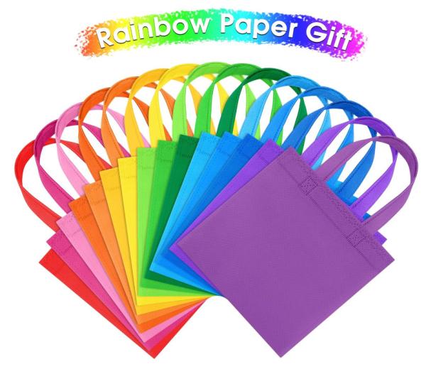 Bolsas Reutilizáveis de Festa Não Tecidos 9.5×9.5 polegadas Bolsa de Presente Pinata Goodie Bolsas de Doces Coloridas Tote Para Festa de Aniversário