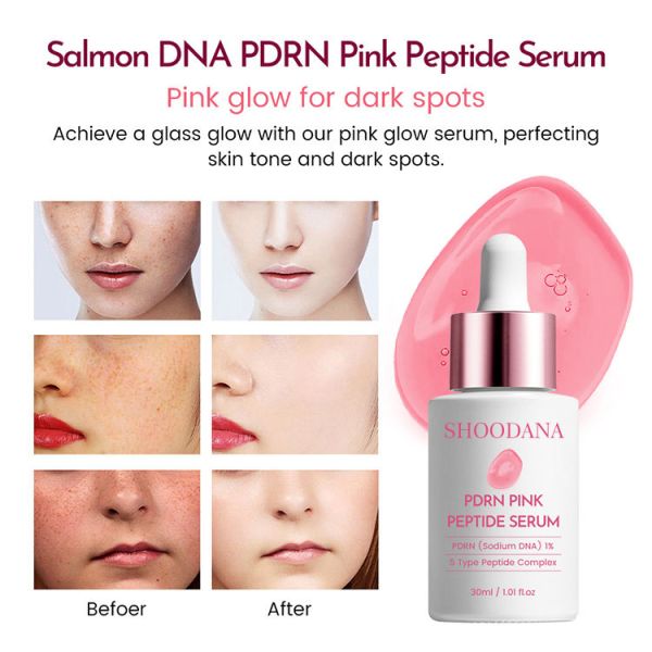 Label privé soins de la peau biologiques blanchiment du visage anti-âge sérum de vitamine C pour le visage avec Pdrn peptide rose