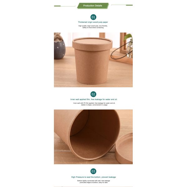 Customized Disposable Lunch Bowl Takeaway Paper Boxes for Fast Food Salad Fried Rice
