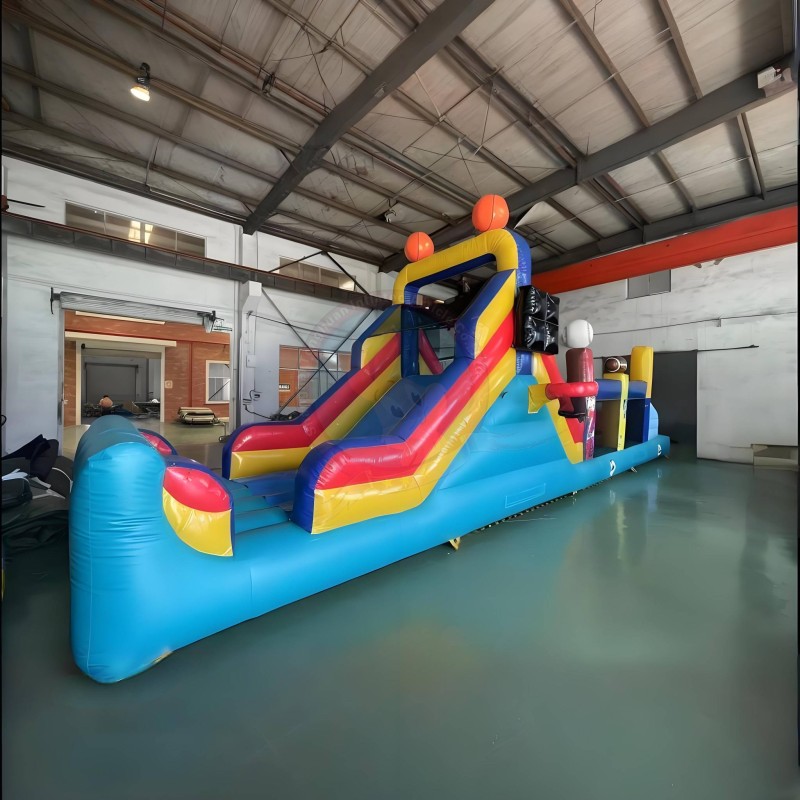 Inflatable Obstacle Course With Climbing Slides Tunnels And Racing Lanes for Outdoor Team Building Events And Challenge Projects
