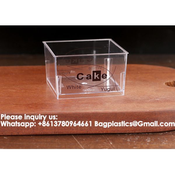 4.8oz/140ml Clear Dessert Cups With Lids And Spoons, Reusable Plastic Rectangle Dessert Cups,Mini Serving Bowl For Desserts Mousses,Puddings,Party