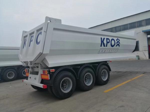 25cbm Hydraulic Rear Dump Trailers , U Shape 3 Axle End Dump Trailer