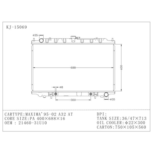 Car 2000 , 2002 , 1999 nissan maxima radiator replacement OEM 21410-31U10