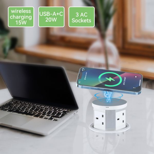 Fast Charging Pop Up Electrical Outlet 3 Type G Sockets For Kitchen Counter ODM