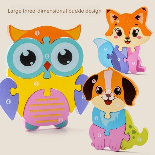 2025 Early Educational 3d Animal Traffic Jigsaw Game Children Cognitive Wooden Matching Puzzles Board Toys for Kids Boys Girls