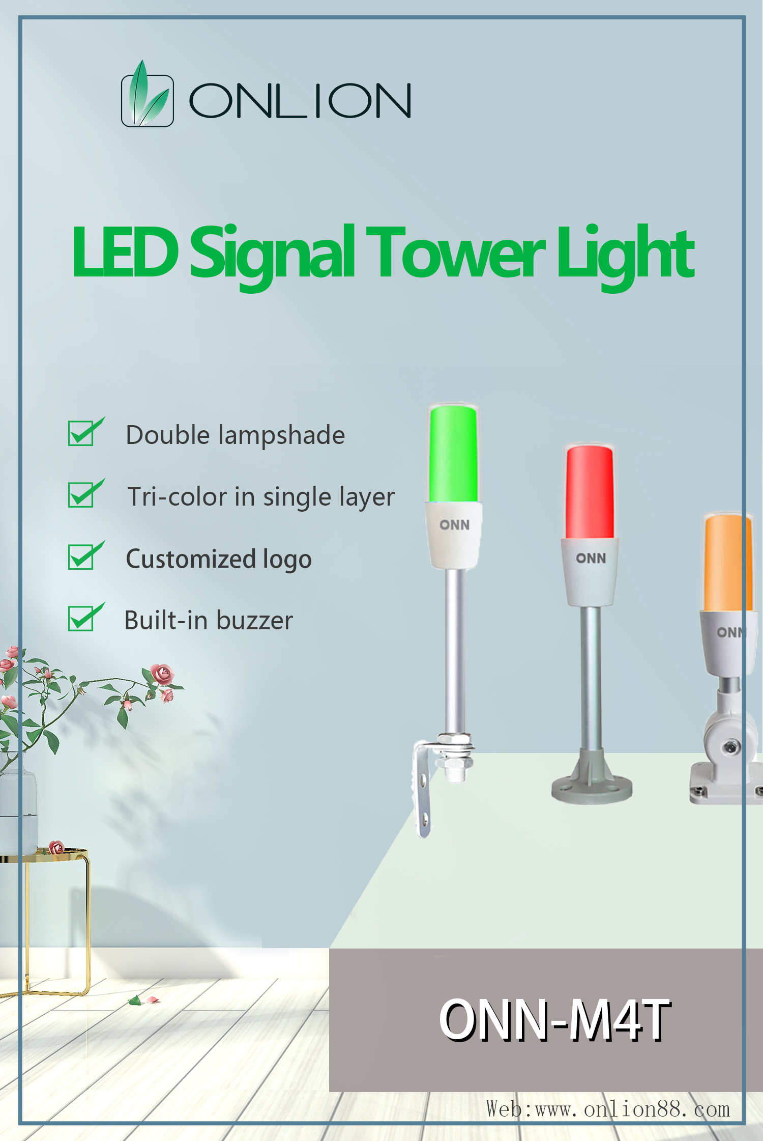 AC220V DC24V 12V LED Stack Light With Buzzer Alarm Green Blue Stack Light