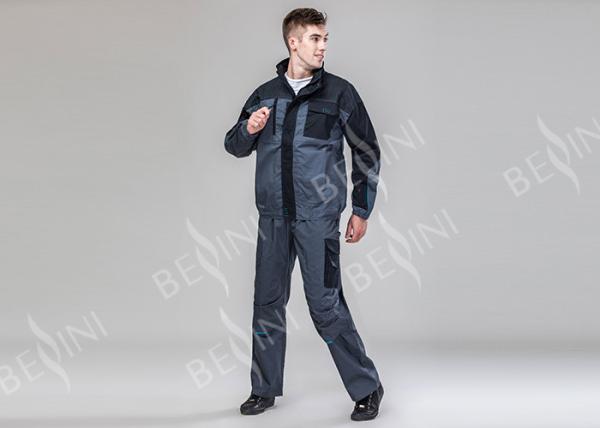 Dark Gray Heavy Duty Work Suit Work Wear Jackets And Pants With Zipper Closure