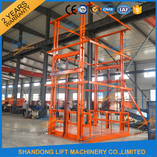 5T 6m Warehouse Hydraulic Guide Rail Freight Lift Elevator Vertical Goods Lift With CE TUV