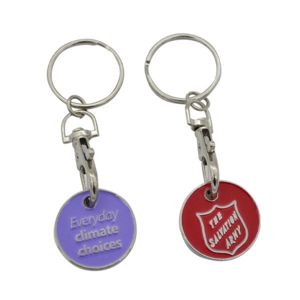 Shopping Promotional Metal Coin Keychain Custom Size Key Holders