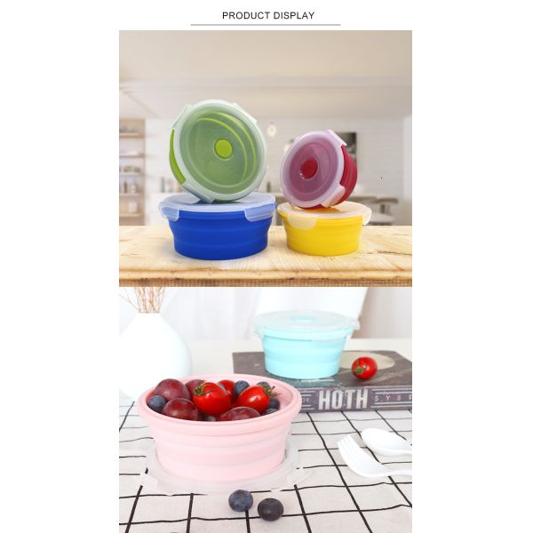 BPA Free Silicone Foldable Lunch Box 4Pcs For Camping