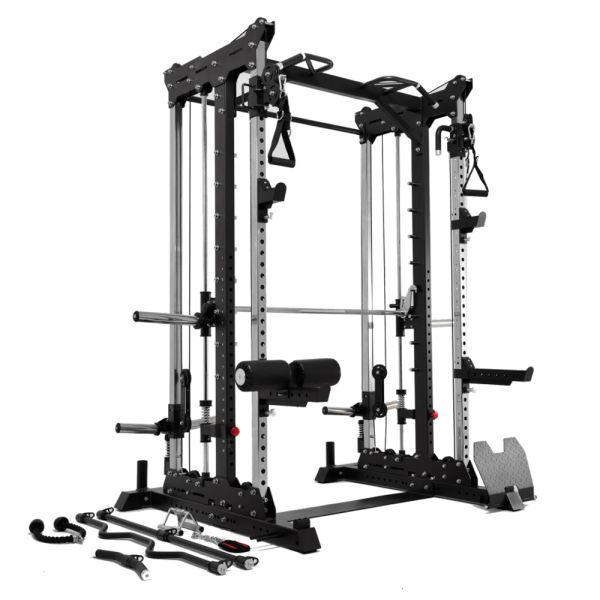 SCR Fitness Gym Equipment Metal Power Rack with Smith Machine Function 3 in 1 Combo