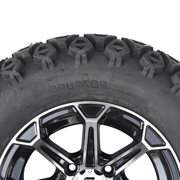 12 bordas de alumínio do carrinho de golfe & todo o terreno 23x10.5-12 montam pneus combinado - preto feito à máquina/lustroso