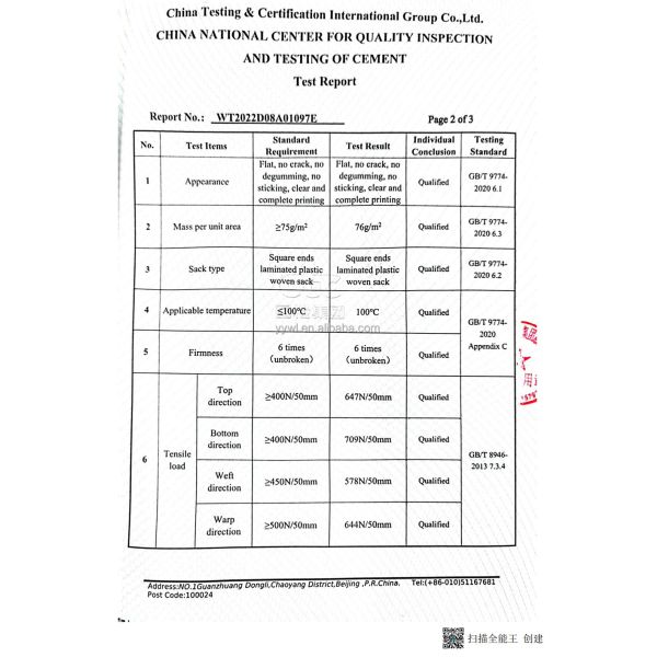 Пустые цементные PP тканевые мешки 20 кг 40 кг для гипсового порошка