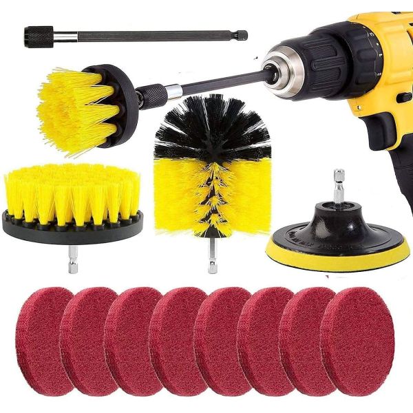 Cleaning 3PC Drill Brush Attachment Set With 150Mm Extension Rod
