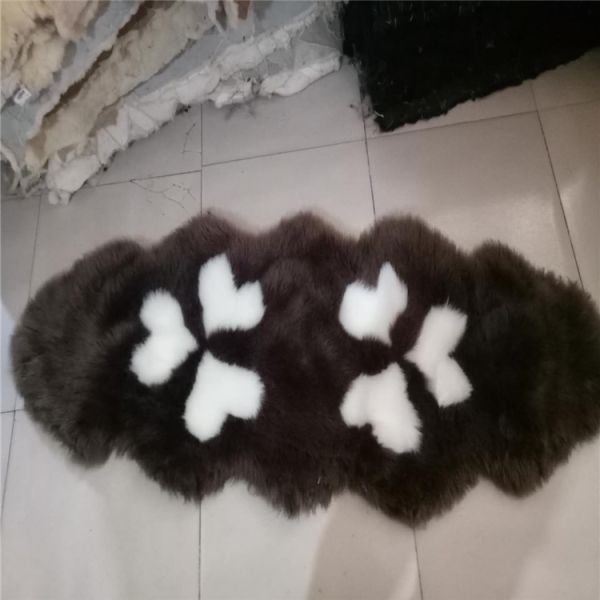 Household Faux Black Sheepskin Floor Mats Wool Rug